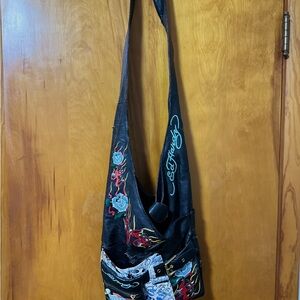 Ed Hardy Black and Colorful Shoulder Bag